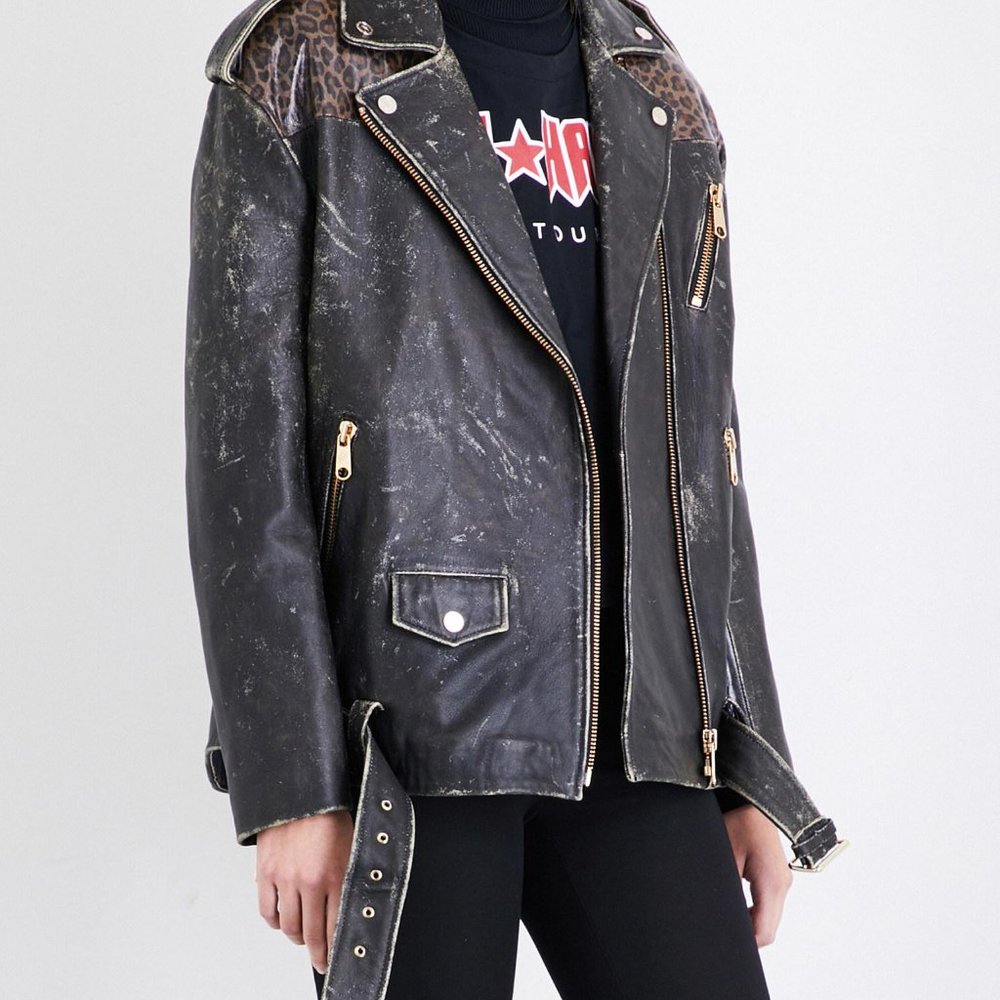 THxGigi Hadid distressed biker jacket
